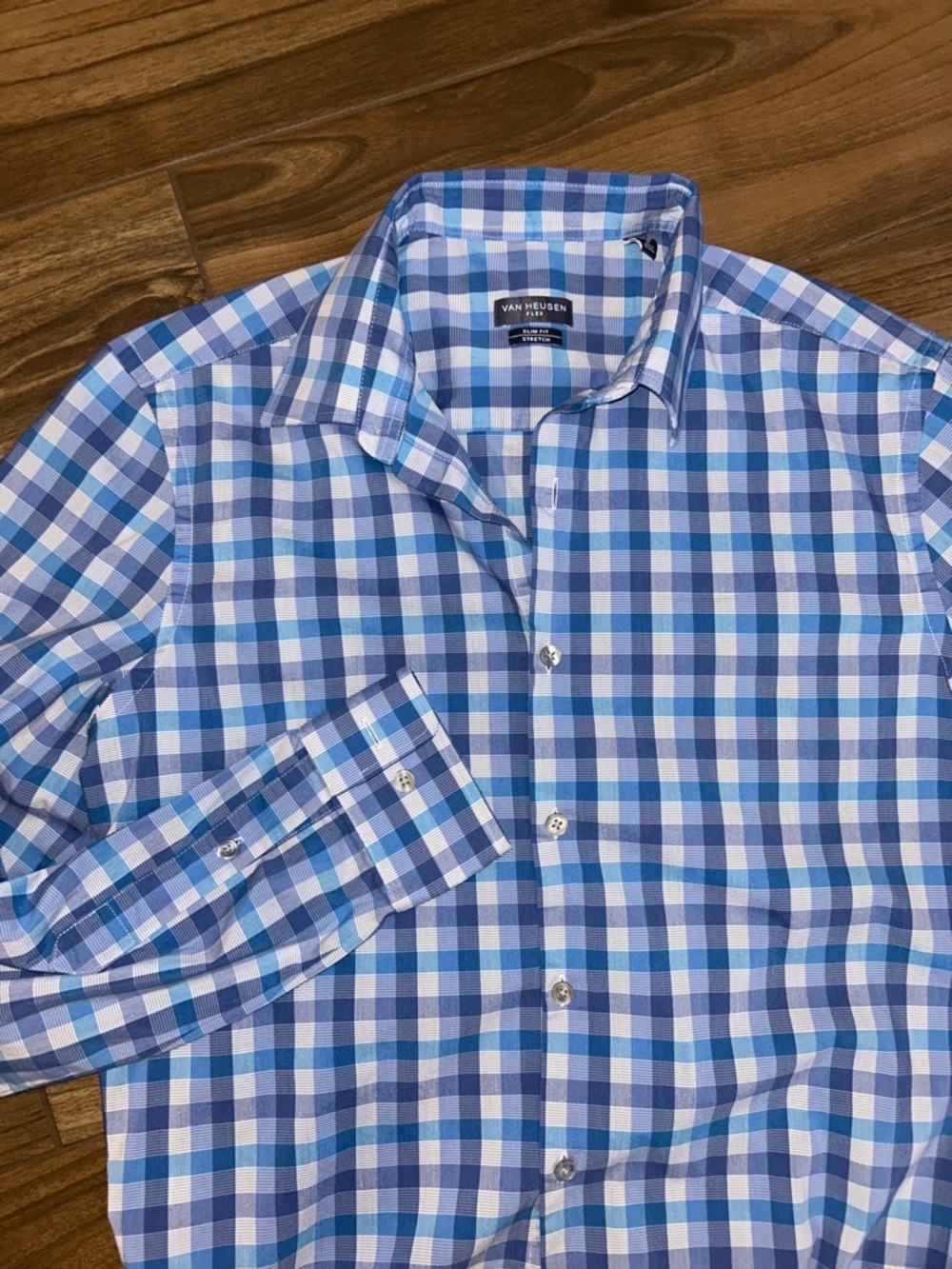 Van Heusen Blue Plaid Men's Dress Shirt